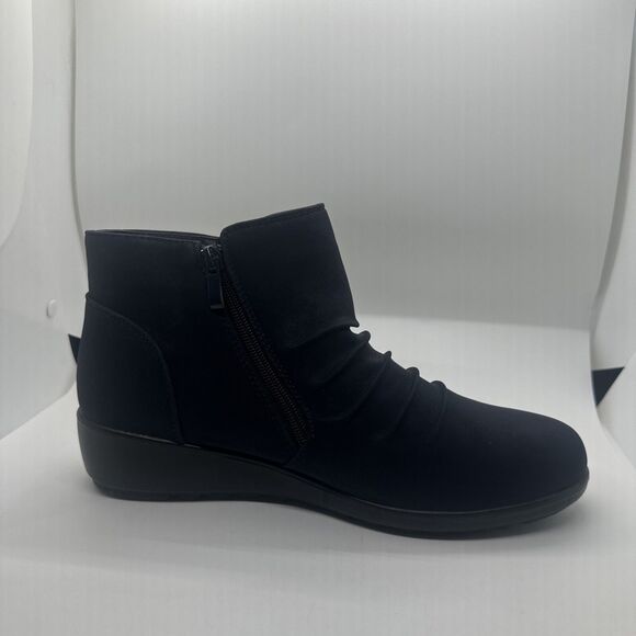 Judith Women's Size 10 M Ruched Wedge Booties Navy Blue Boots - Picture 9 of 13